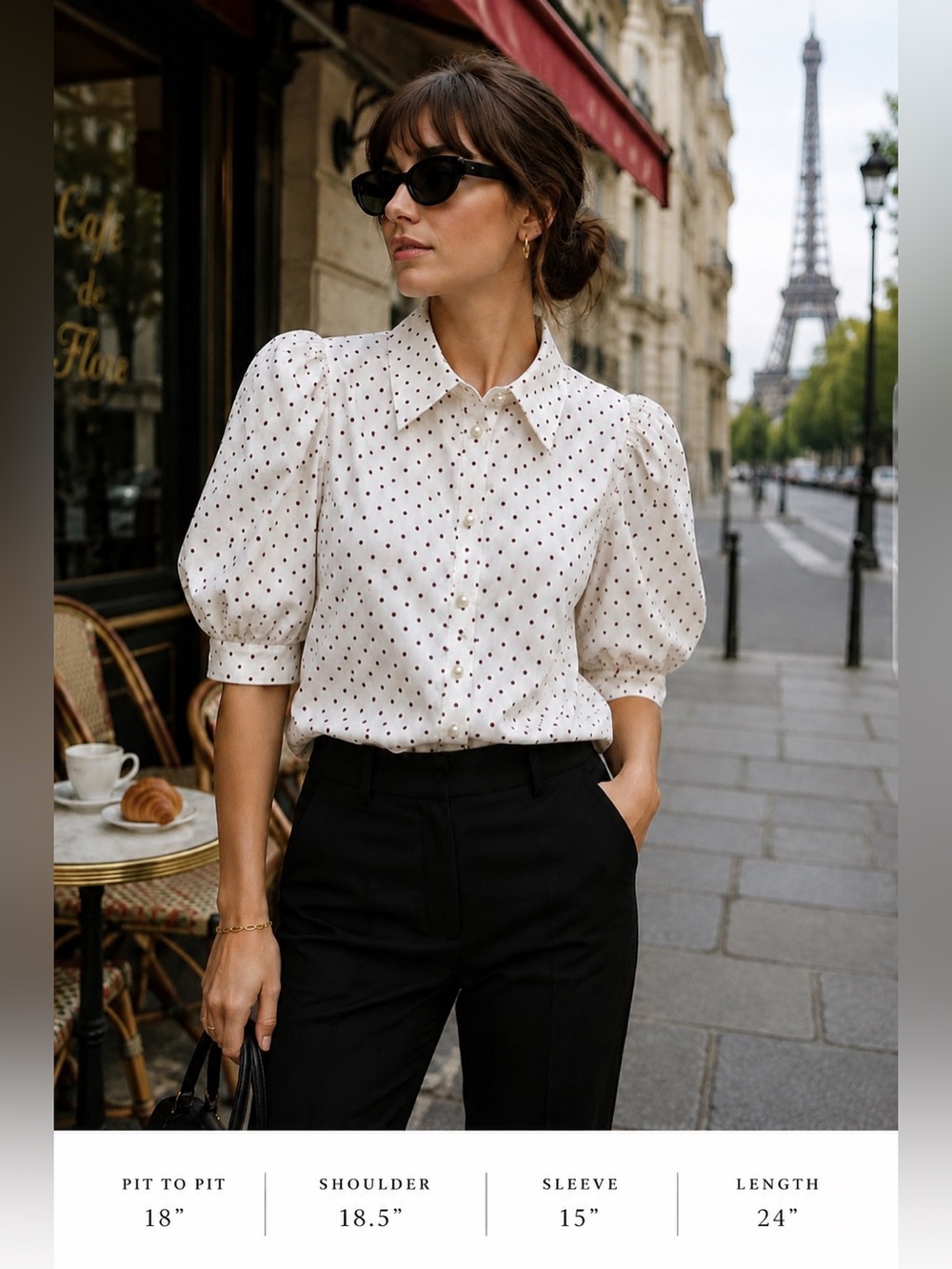 Custommade Organic Cotton Polka Dot Blouse| Size Small